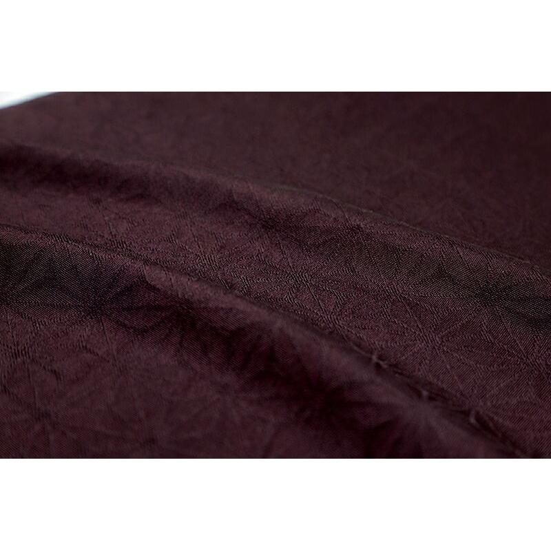 Used Obi lift Tango crepe, pure silk, persimmon tangy dyed, Yuzen dyed, hemp leaf, hemp pattern, dark brown, Japanese pattern, Rinko, new, formal,