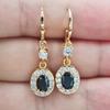 Women Fashion Red Cubic Zirconia CZ Oval Dangle Wedding Earrings Jewelry