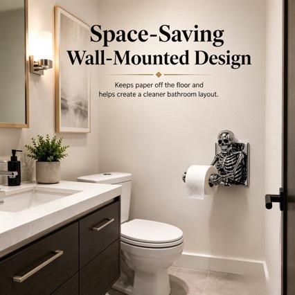 Halloween Skeleton Toilet Paper Holder Bathroom Wall