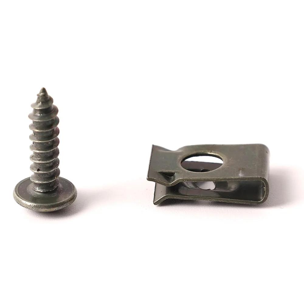 Self Tapping Screws Metal Fastener Clip for Car Motorcycle U-Type Clip with Screw Anti-rust Protection Clip Screw Iron Sheet Kit