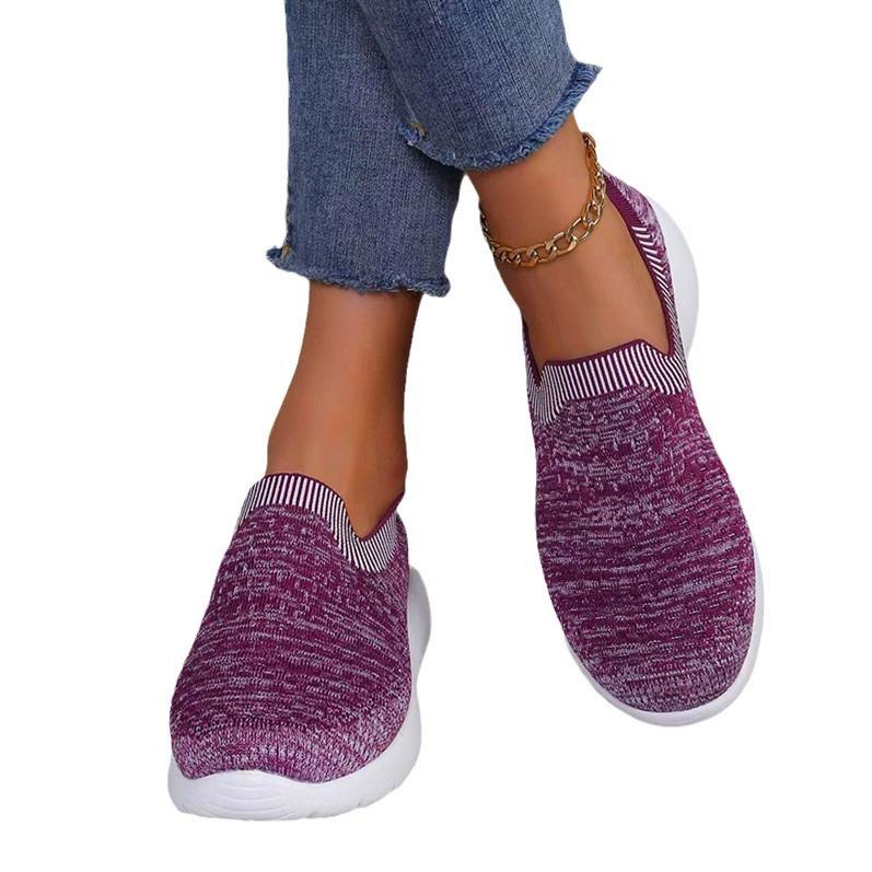 Casual Single Shoes Women's 2024 Spring New Large Size Round Head Fly-woven One-pedal Women's Shoes
