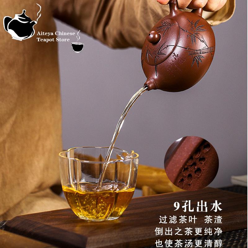 Исинский чайник из фиолетовой глины ручной работы, чайный набор Кунг-фу Сиши, китайский чайник, оригинальная рудная нижняя щель, чистая бамбуковая рифма, 250 мл
