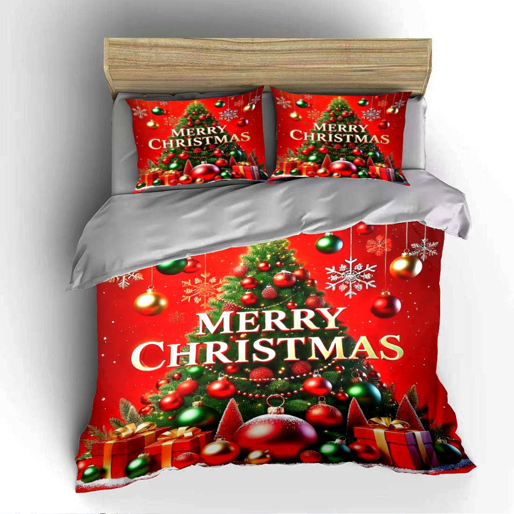 Merry Christmas Winter Scene Bedding set (1 duvet cover, 2 pillowcases, duvet not included)