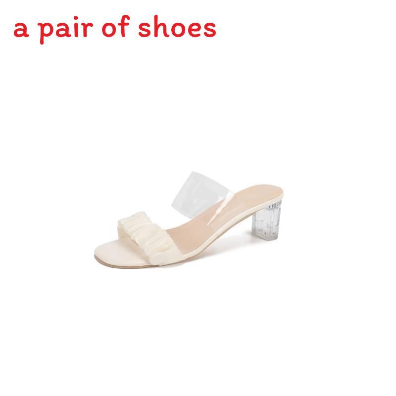 Summer Transparent Pvc Flat Sandals With Block Heels For Women