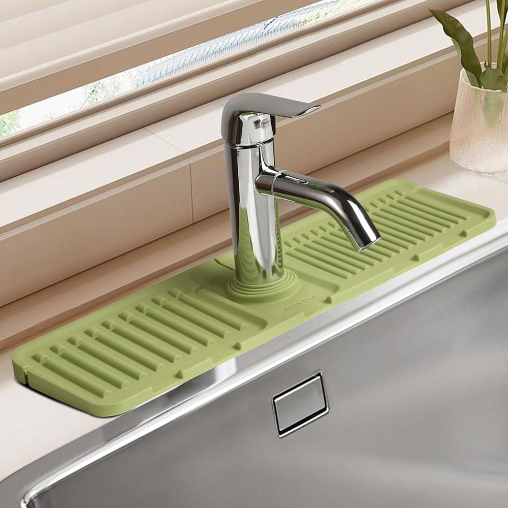 1 Silicone Faucet Drain Mat, Simple Solid Color Square Sink Anti-Splash Mat, For Kitchen, Bathroom Multi-Functional Drain Mat