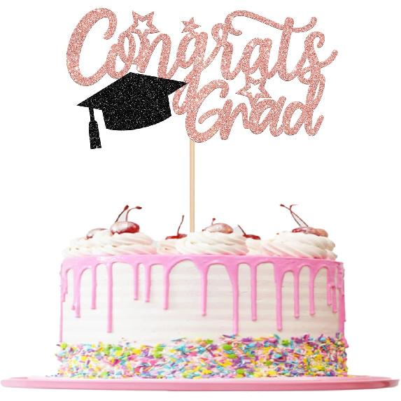 1 PCS High Heel Girl Graduation Cake Topper Black Pink Glitter Done Diploma Class of 2025 Congrats Grad Cap Cake Pick for 2025 Senior High School