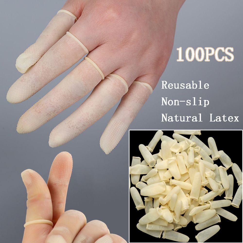 Reusable Nail Art Tool Natural Latex White Finger Cots Finger Cover Protector Gloves Rubber Gloves