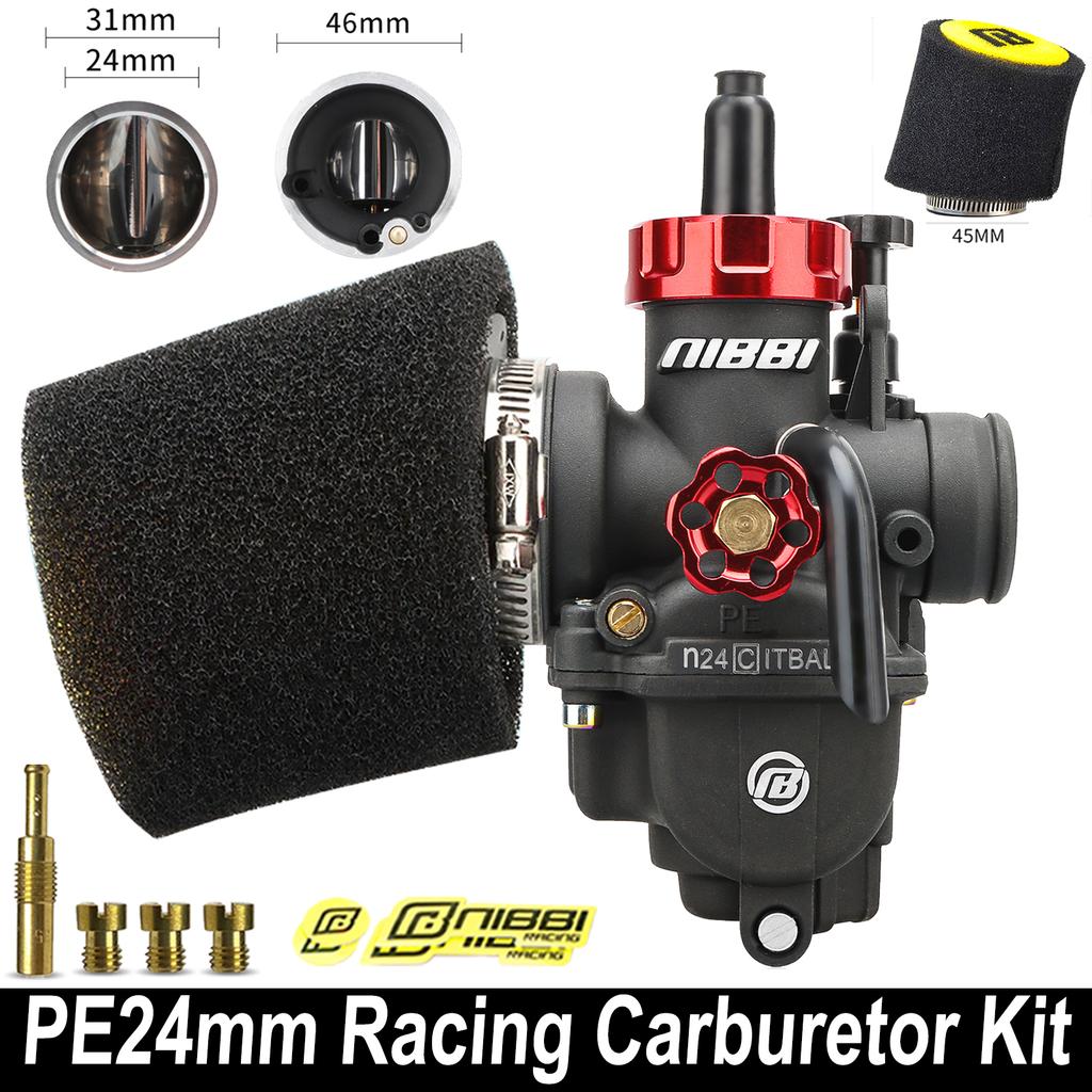 NIBBI Motorcycle Carburetor PE24mm 26mm 28mm 30mm Carb Jets Foam Air Filter Set For 100cc-250cc Yamaha ATV Pitbike Motocross