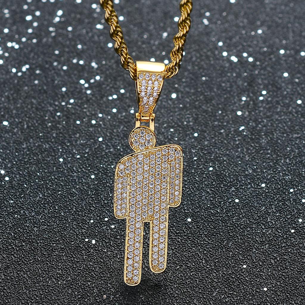 Stone-crooked Trendy Hip-hop Pendant Necklace