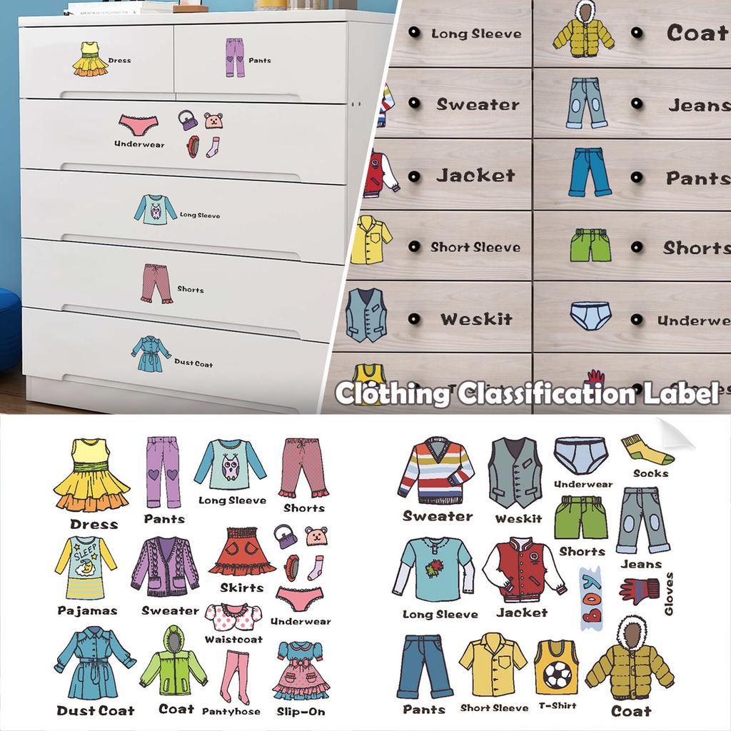 Clothes Reflective Box Classification Underwear Sticker Label Boy Storage Little Boy Stickers Reusable Stickers For Girls