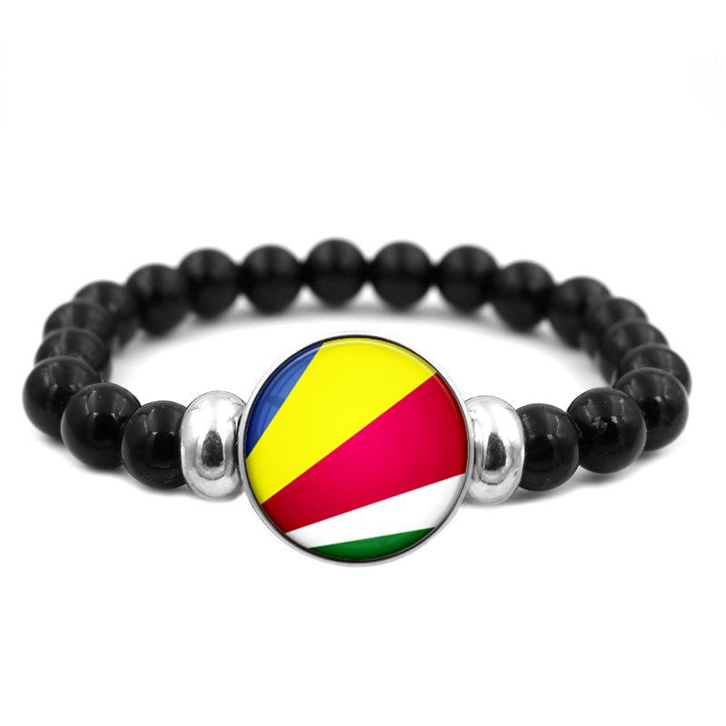 287 Countries National Flag Snap Button Elastic Band Beads Country Flag Independence Day Bead Jewelry Beaded Bracelet