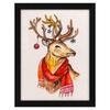 Paper Christmas Deer Abstract Frame Wall Art Painting, Multicolor, Abstract, 10X13 Inches, Set of 1