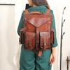 Classic Style Brown Genuine Leather Backpack Laptop Messenger Bag Everyday Use Versatile Rucksack Sling for Men and Women