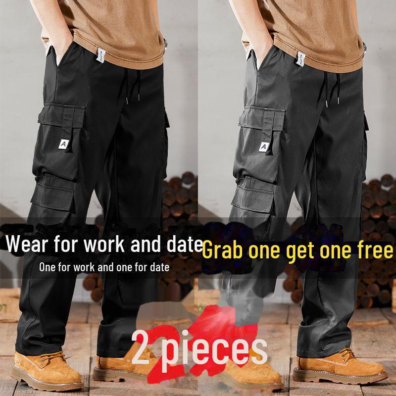 "Мужской комбинезон свободного кроя в стиле ретро": Легкие, износостойкие, универсальные брюки для весны и осени.