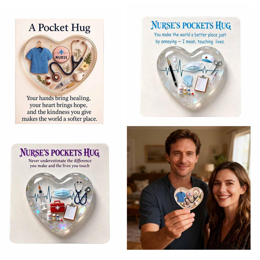 Personalised Transparent Heart Heartwarming Customizable Hug Card Acrylic Materials for Nurses Appreciation