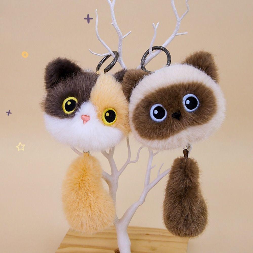 Stuffed Doll Cat Pendant Soft Cartoon Siamese Kitten Doll Lovely Cat Plush Toys Girl Boy