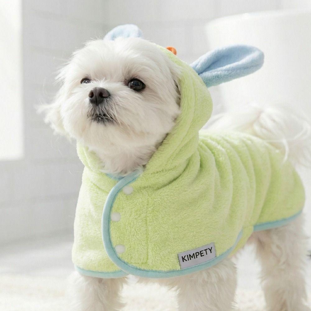 Super Absorbent Dog Hooded Bathrobe Coral Fleece Warm Dog Bath Towels Soft Adjustable Pet Quick Drying Towel Swimming
