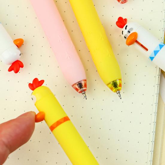 Милая Цыпленок Клик Гелевая Ручка 0,5 мм Быстросохнущие Чернила Веселая Выдвижная Гелевая Ручка для Школы Офиса Снятие Стресса Новинка Инструмент для Письма