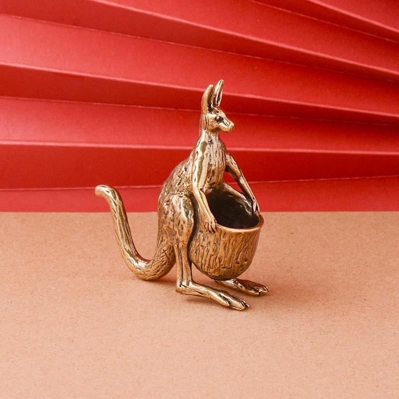 Статуэтка кенгуру из латуни, настольное украшение, ретро, медная, миниатюрная фигурка животного, украшение, подарки, домашний декор, поделки, аксессуары