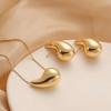 3pcs Jewelry Suit Stylish Water Drop Design Necklace Earring Set Women's Minority Long Necklace Geometric Earrings