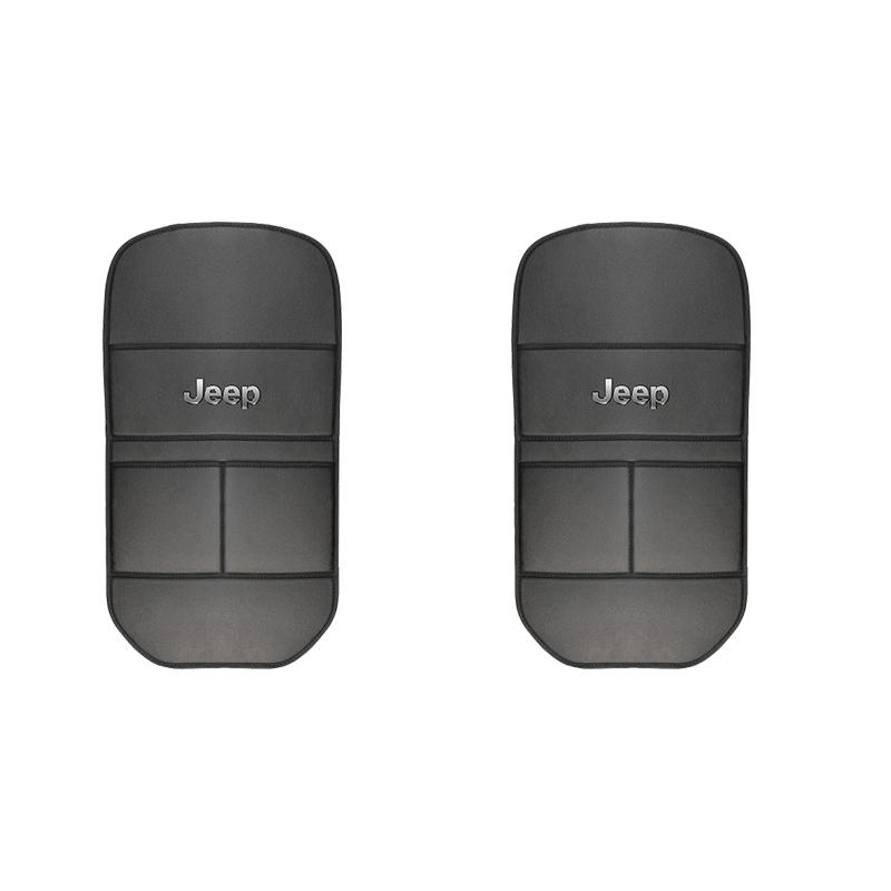 Cup Holders 2Pcs Car Seat Back Anti-kick Pad Leather Storage Bag For Jeep Grand Cherokee Wrangler JK Gladiator Compass Renegade
