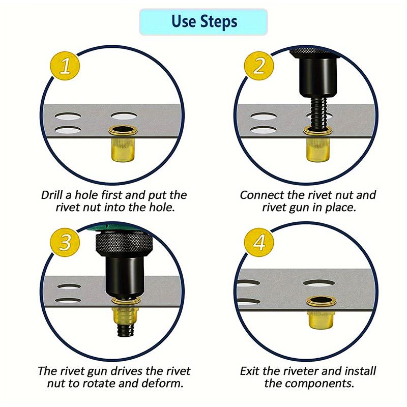 10Pcs Rivet Nut Tool Heads Set M3-M8 Manual Riveting Gun Mandrels Interchangeable Threaded Insert Tool for DIY Hardware Tool Set