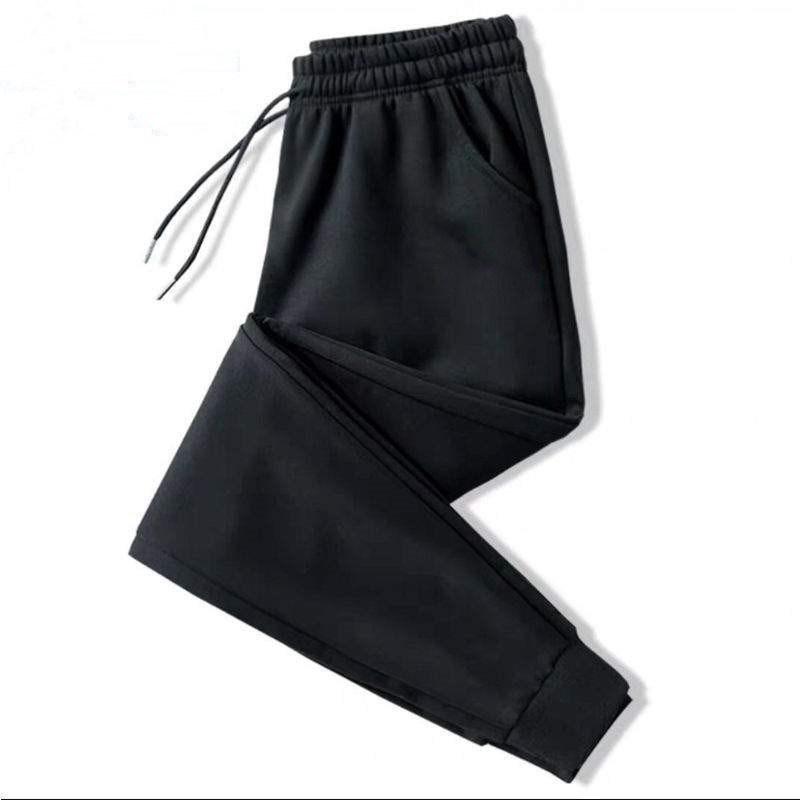 Men's Yellow Zipper Cuffed Casual Pants, Autumn/Winter 2023, Plus-Size, Velvet-Thickened Korean Style Sportswear.