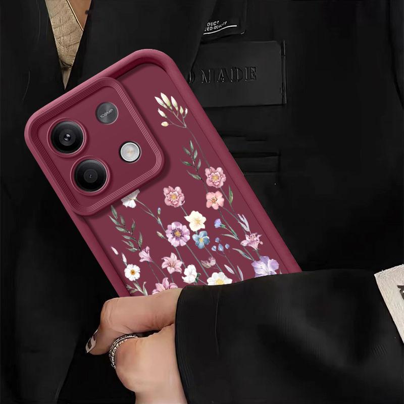 Мягкий матовый чехол для телефона с цветочным узором для Xiaomi 14T 13T Poco F6 X6 Pro Redmi Note 14 Pro 13 12 11 10 TPU противоударный защитный бампер для объектива