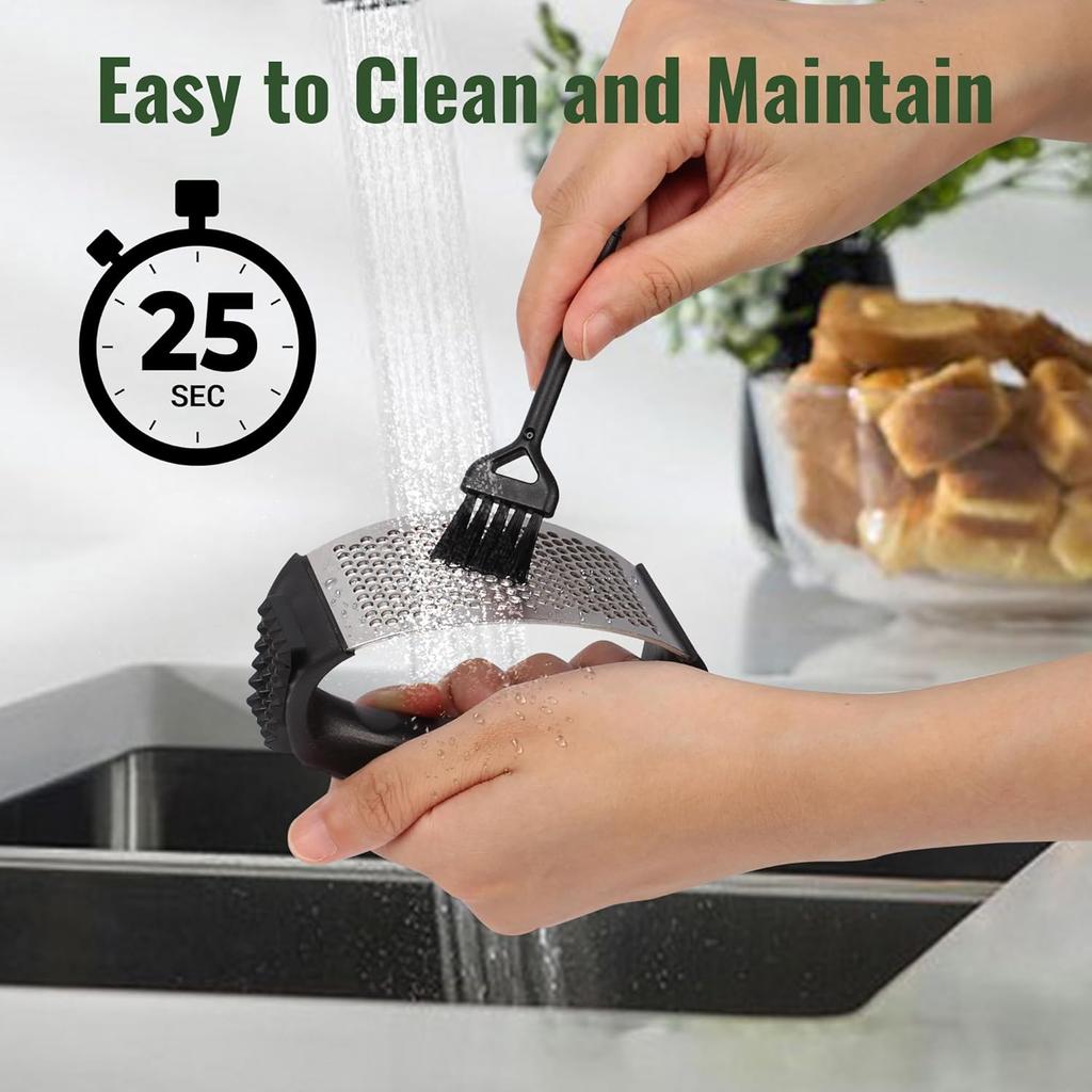 Чеснокодавилка Рокер из нержавеющей стали Измельчитель чеснока Пресс для чеснока Инструмент для легкого выдавливания с овощечисткой и щеточкой для чистки для измельчения