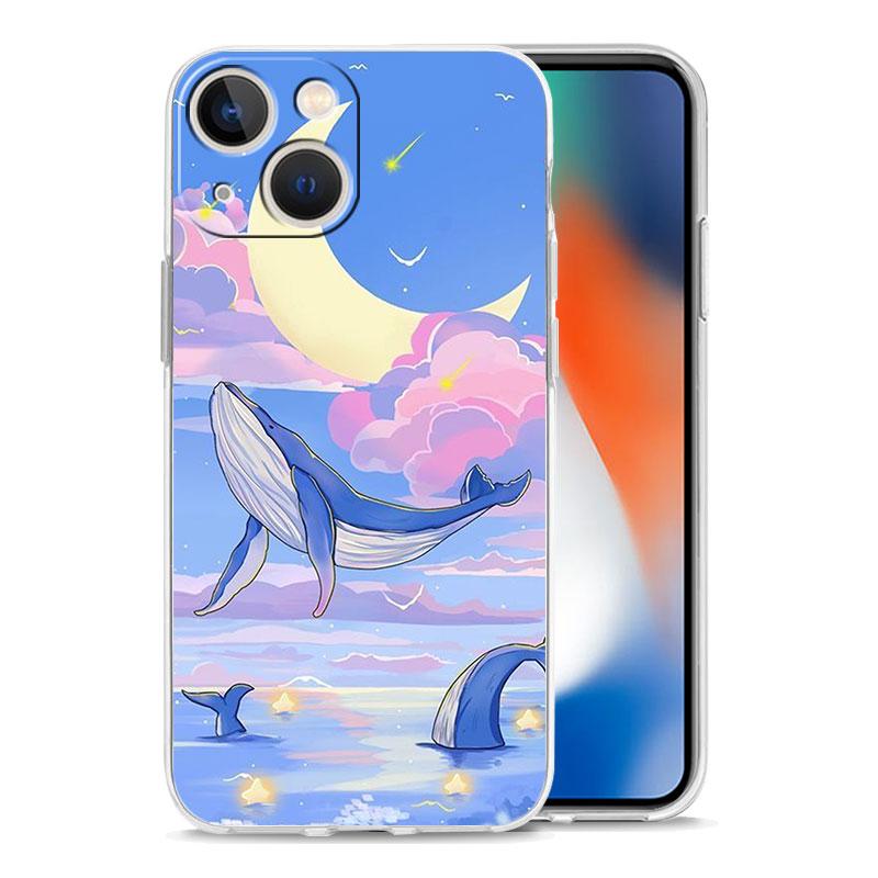 Чехол для iPhone 17 Чехлы iPhone Air 16 15 12 13 14 Pro Max 7 8 Plus 16Pro iPhone11 Мягкий чехол Дельфин Кит Пара