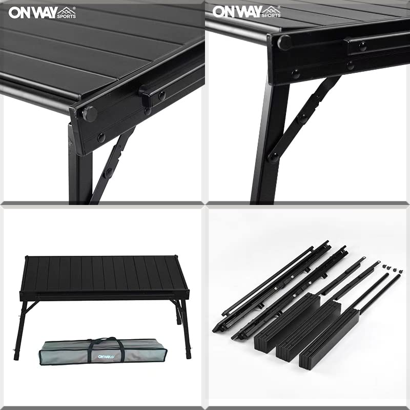 Camping tableFolding aluminum wood low tableCamping tableOutdoor chair tableOW-8242 Black
