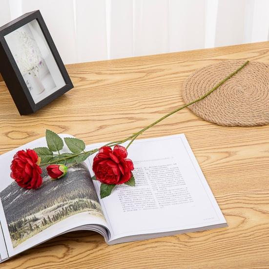 3 ветки, 2 большие головки, 1 маленький бутон. Искусственный пион. Реалистичные зеленые листья. Неувядшие листья. Центральная часть стола. Искусственный цветок. Свадебный декор.