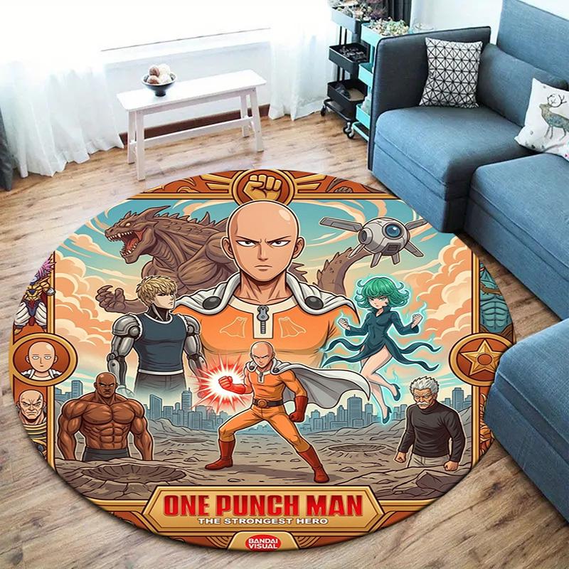 Onepunch Man Round Area Rug Carpet Rug For Living Room Bedroom Sofa Playroom Decor Nonslip Floor Mat