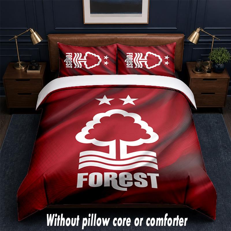 Nottingham Forest Design Bed Bedding Set 1 Duvet Cover + 2 Pillowcases Soft Breathable Household Bed Linens