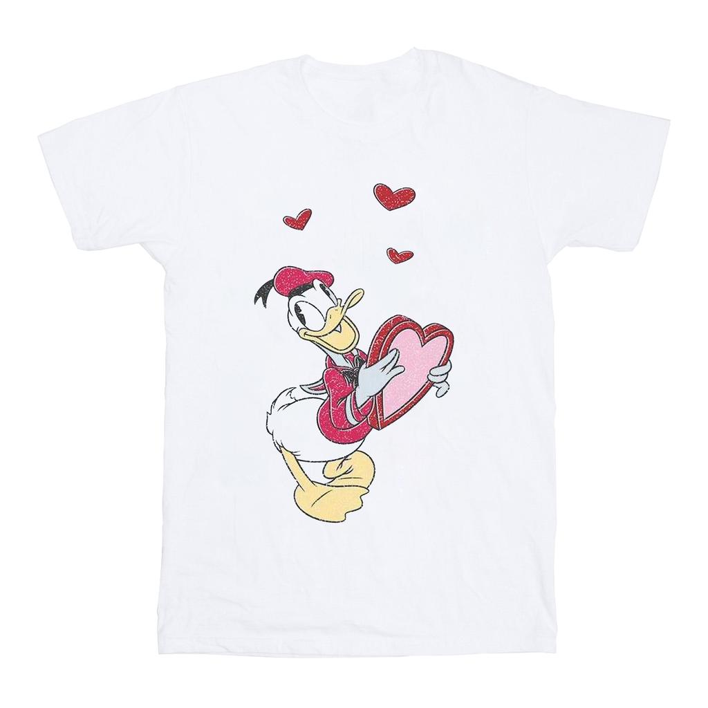 Disney Womens/Ladies Donald Duck Love Heart Cotton Boyfriend T-Shirt