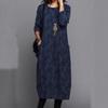 Spring & Autumn Women's Print Round Neck Casual Long Sleeve Pocket Dress