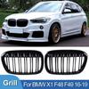 Для BMW X1 F48 F49 Глянцевая черная решетка Автомобильная передняя решетка 'ноздри' Решетки Гоночные решетки Одинарная Двойная линия решетки 2016-2019 Аксессуары
