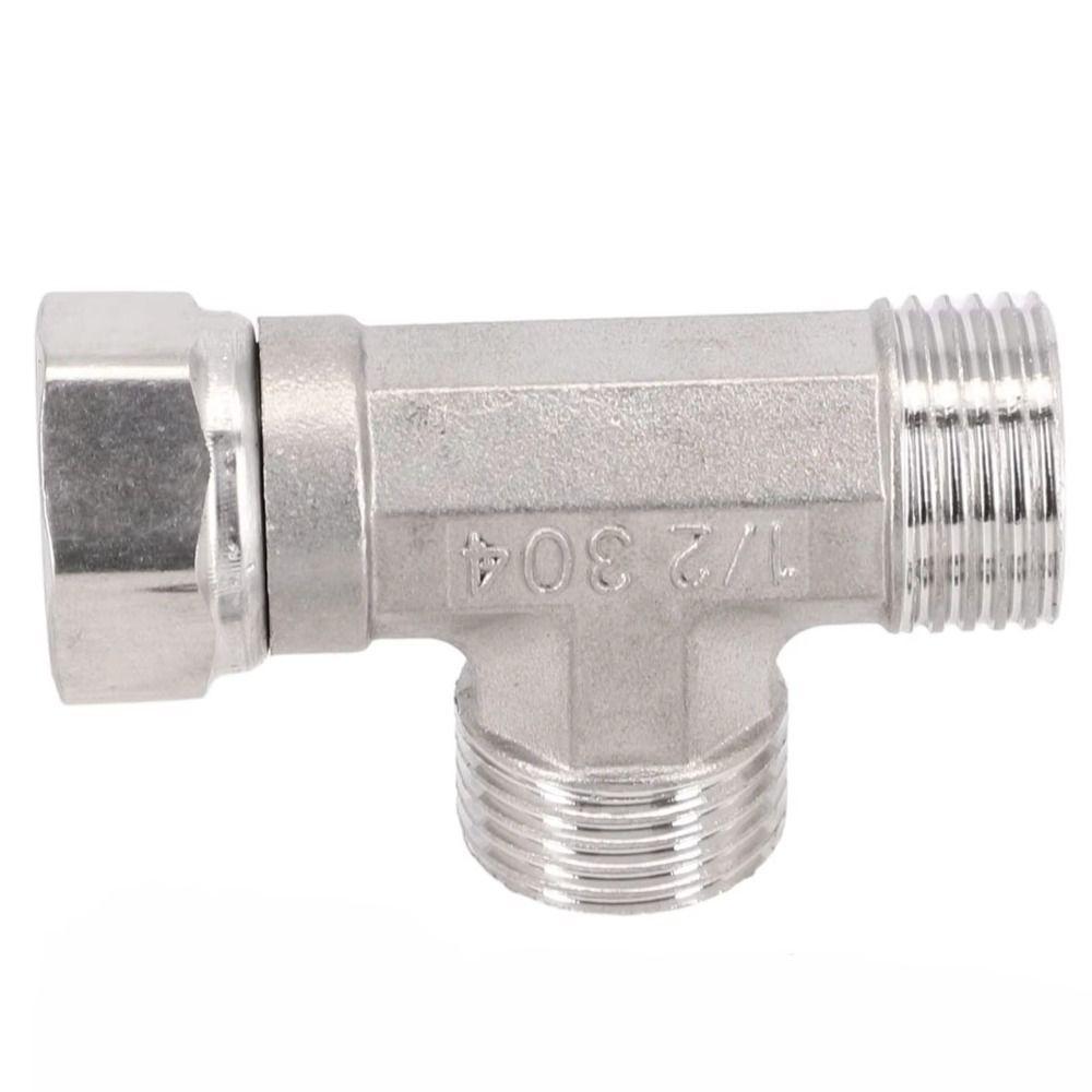 Water Splitter T Adapter Stainless Steel Shower Valve Durable 3 Ways Valve Water Pipe