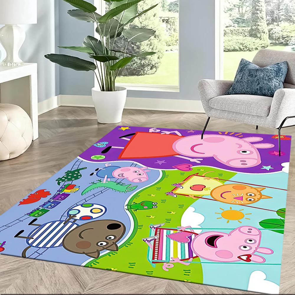 Peppa Pig's Garden Day Square rugs are a great choice for living rooms, bedrooms, home décor, and as gifts.
