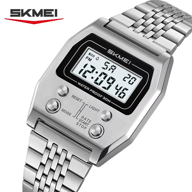 SKMEI 2460 Роскошные Электронные Водонепроницаемые Цифровые Мужские Наручные Часы Новый Дизайн Ремешок из Нержавеющей Стали В Наличии Низкая Цена Спортивные Часы