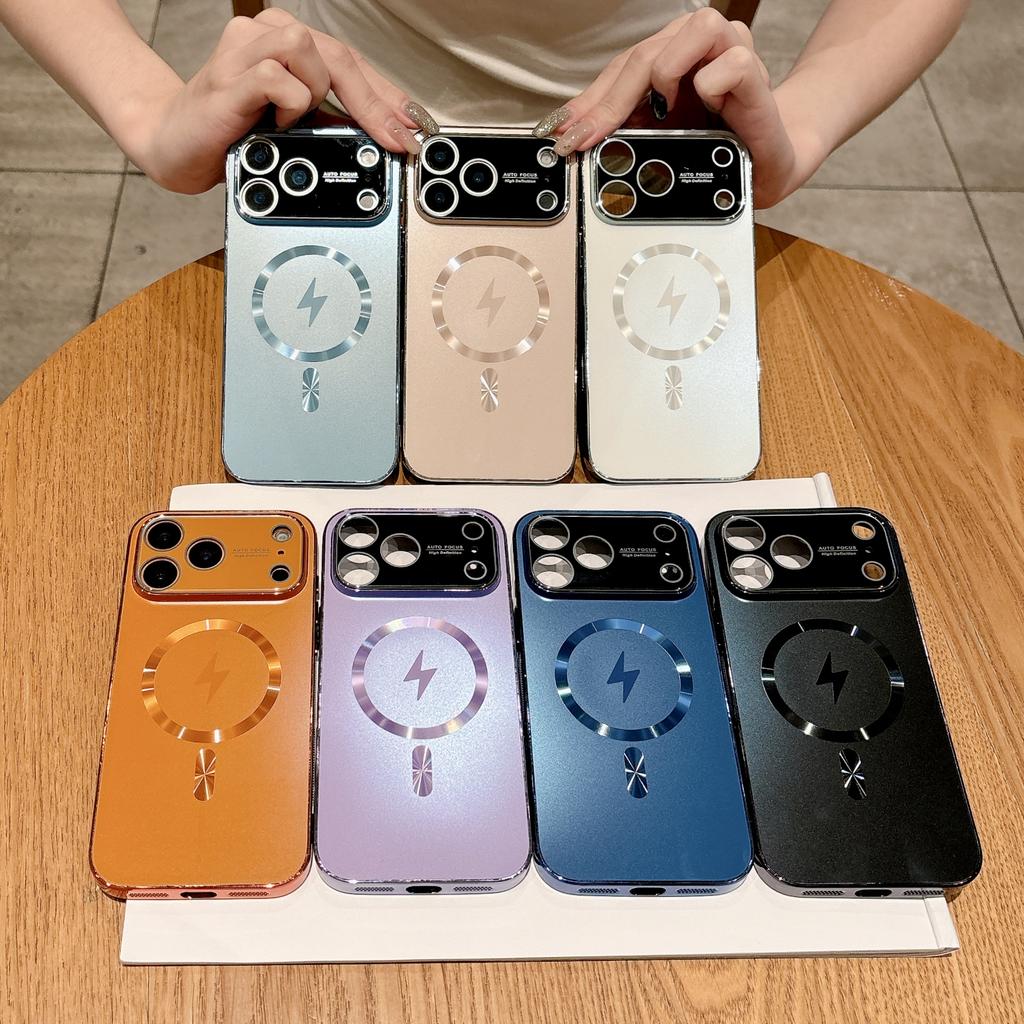 Plain Skin Friendly Electorplating Magnetic Case For iPhone 17 Pro Max 16 15 14 13 With Camera Lens Coverage Protector Tik Tok