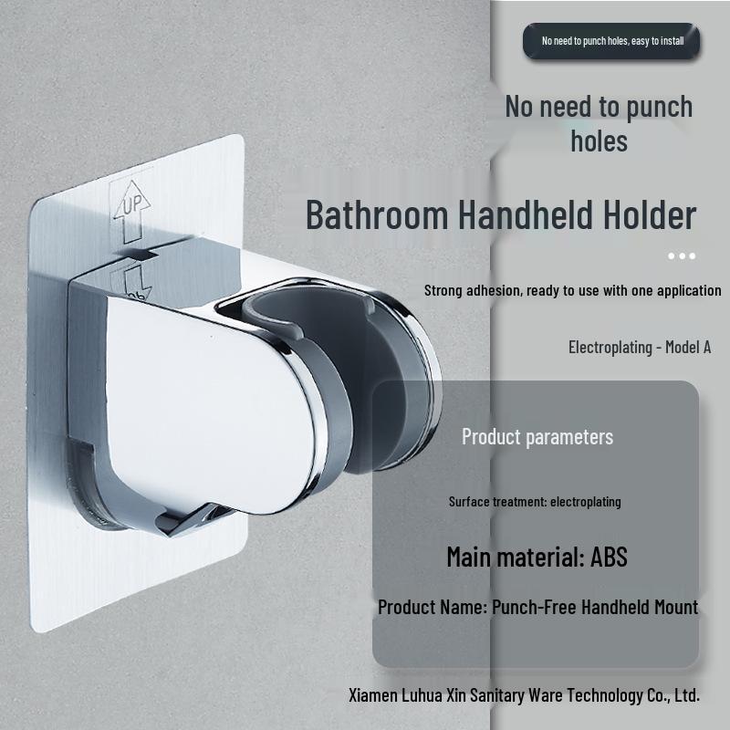 No-Drill Movable Shower Head Holder with Suction Cup Wall Mount for Bathroom