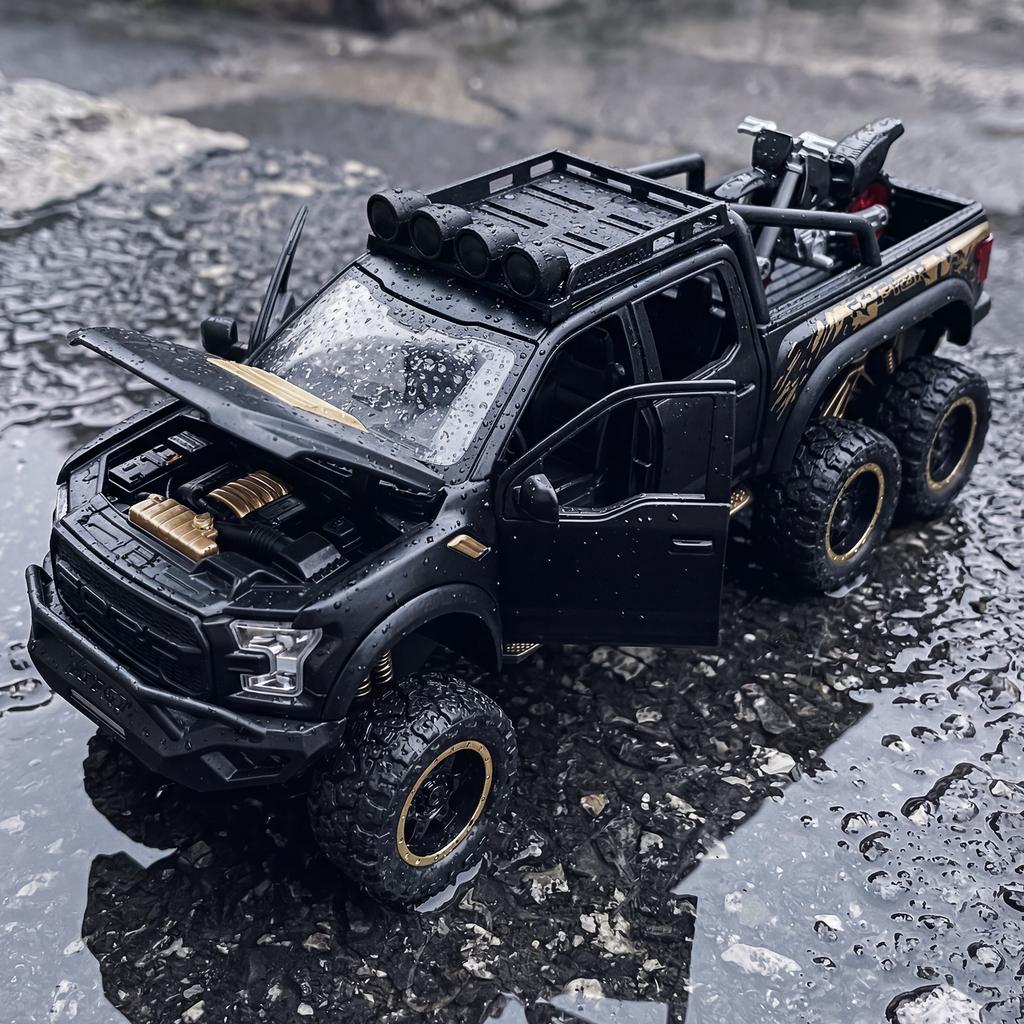 AJJ1 1:28 Ford F150 Beast Raptor 6×6 Off Road Modified Version Alloy Car Model Diecast Metal Toy Home Trendy & Desktop Display Gifts