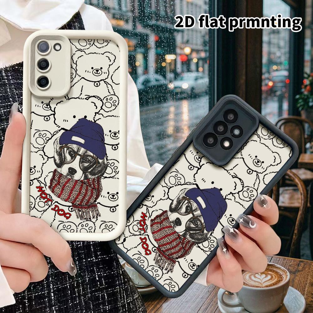 Phone Case: 2D Flat Samsung Galaxy A34 A35 M05 M06 S20 S22 S21 FE Plus 5G Protective Case, Winter Trendy Dog, Christmas and Halloween Gifts