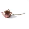 Metal Tea Strainer Teapot Shape Loose Tea Stainless Steel Infuser Leaf Tea Maker Strainer Chain Drip Tray Herbal Spice Filter