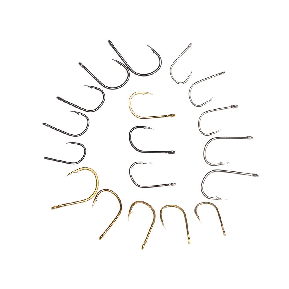100Pcs 1 Box High Quality 10 Sizes Carbon Steel Fishook Durable Head Fishing Hooks Fish Bait