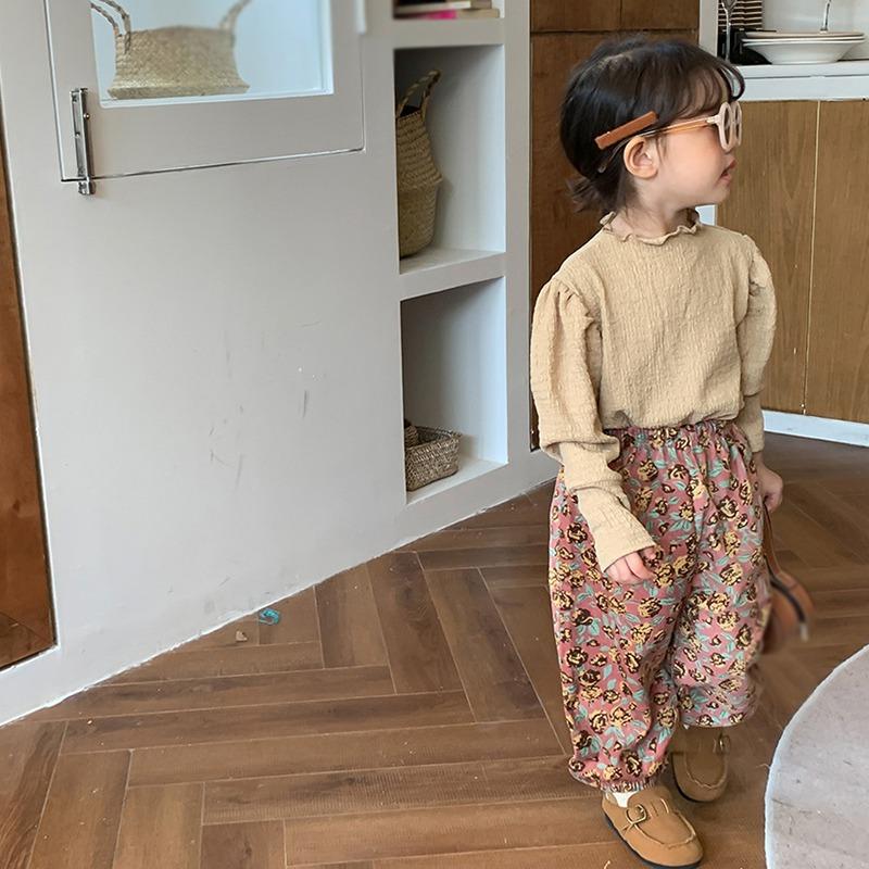 Детские брюки с цветочным принтом для девочек, свободные мягкие брюки, шаровары для малышей