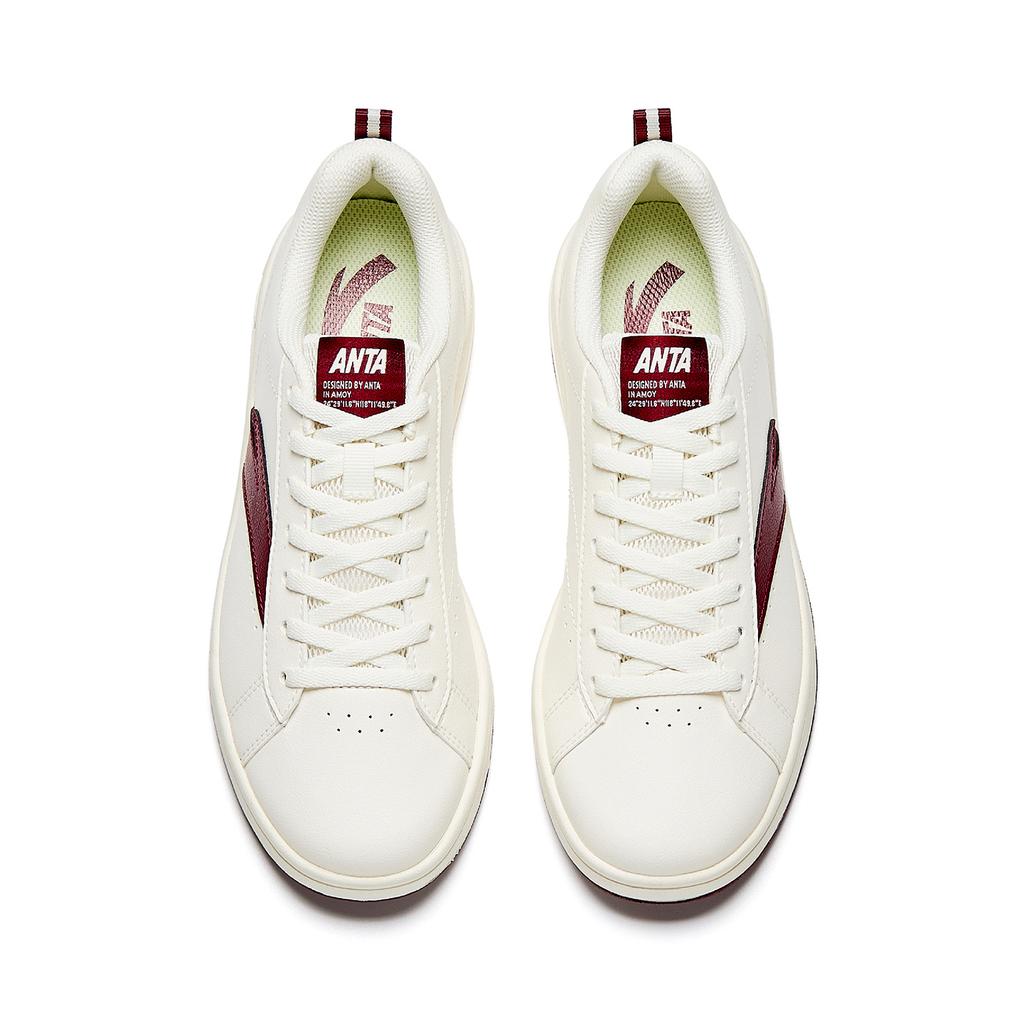 Anta Повседневные Спортивные Городские Поездки Кампус Тренд Нескользящие Износостойкие Тонкая Подошва Универсальные Кроссовки Детские Кроссовки Цвет Слоновой Кости Алый 922548010-1