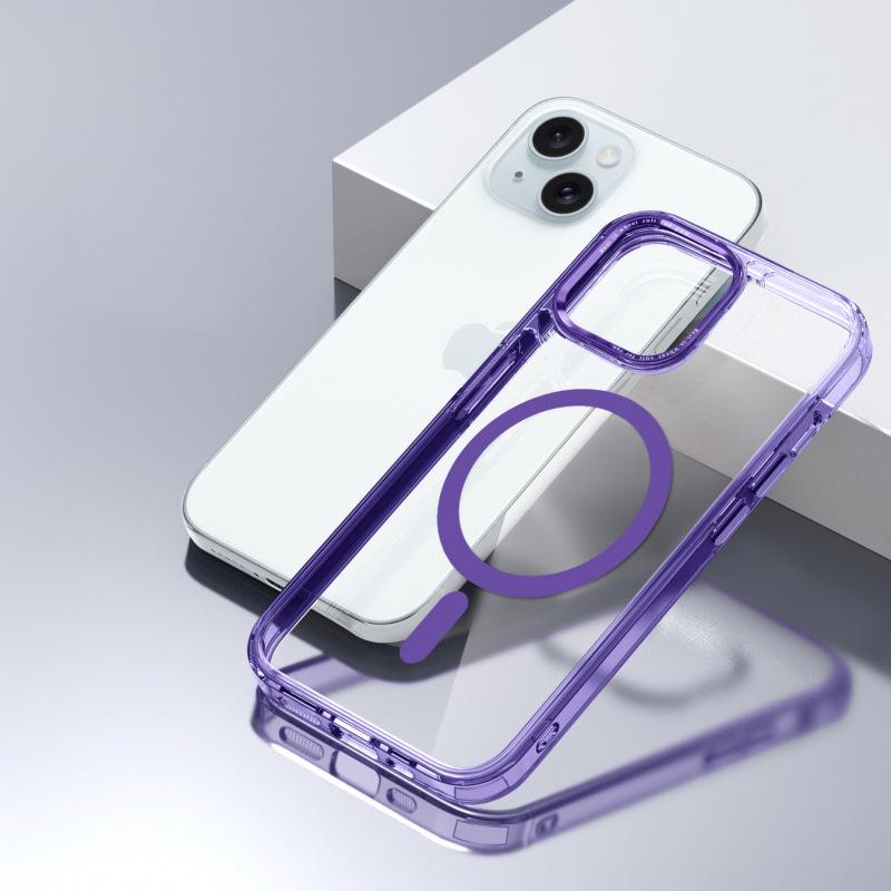 Гальванизированный Акриловый Магнитный Чехол для iPhone 14 Pro Max/15 - Защитная Крышка 2-в-1
