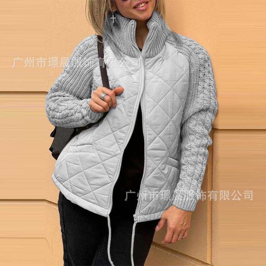 Autumn and winter new European and American fashion cardigan zipper long-sleeved stand-up collar women's jacket cotton clothes